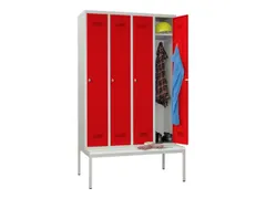 locker met bank,HxBxD 2150x1200x500mm,4vak,RAL7035,front RAL3000
