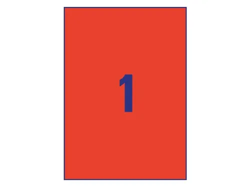 Gekleurde Etiketten Avery Zweckform 210x297mm A4 Rood 100 stuks
