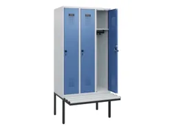 locker met bank,HxBxD 1950x900x815mm,3vak,vak B 300mm,draaigrendel