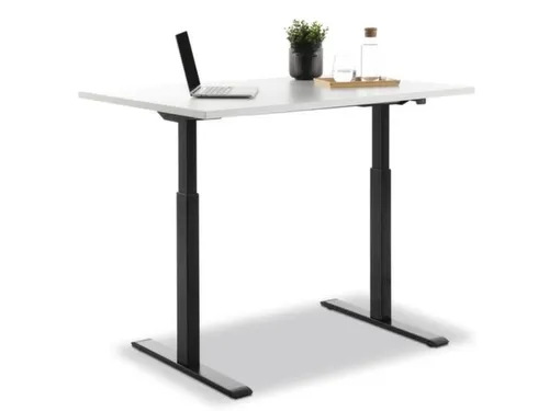 Elektrisch ihv bureau,HxBxD 700-1200x1200x800mm,blad wit,T-voet zwart