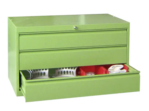 ladekast,HxBxD 600x1023x600mm,3lade(n),cil.slot,RAL7035,front RAL3000