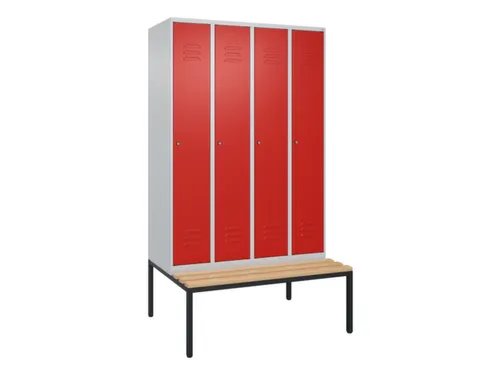 locker met bank,HxBxD 2120x1200x815mm,4vak,vak B 300mm,cil.-slot