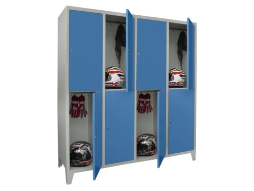 lockerkast,HxBxD 1850x1600x500mm,4x2vakken,RAL7035,front RAL5012