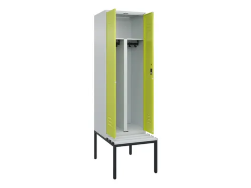 PBM-locker met bank,HxBxD 2120x600x815mm,2vak,vak B 300mm,cil.-slot
