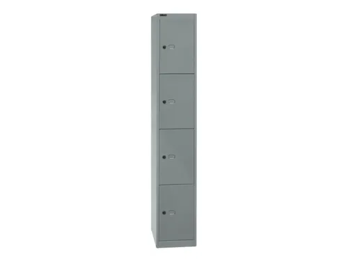 lockerkast,HxBxD 1802x305x457mm,1x4vakken,cil.-slot,romp zilverkleurig