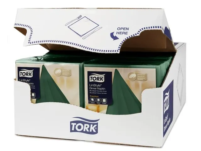 OUTLET Tork 478847 Premium Linstyle Dinnerservet Donkergroen 600 Stuks