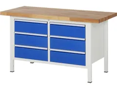 werkbank,HxBxD 840-1040x1500x700mm,beukblad,draagverm. 1250kg,4voeten