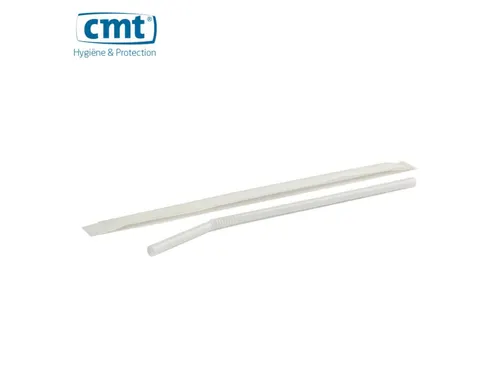 CMT Drinkrietjes flexibel plastic wit 21x0.6cm 10.000 Stuks