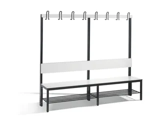 omkleedbank,HxLxD 1650x2000x407mm,HPL wit,frame staal RAL7021 - 1