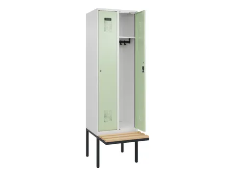 locker met bank,HxBxD 2120x600x815mm,2vak,vak B 300mm,cilinderslot