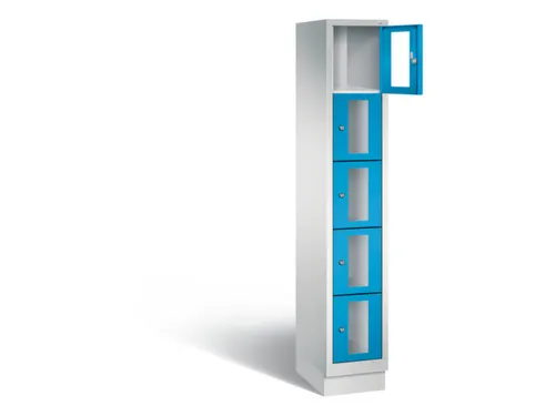 Lockerkast 1800x320x500mm 1x5 vakken Cilinderslot, Sokkel, RAL5012