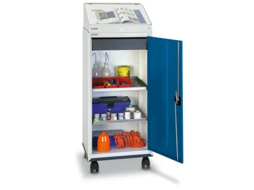 Materiaalkast 1370x500x500mm 2legborden Uitschuifbaar Katheder Ral5010
