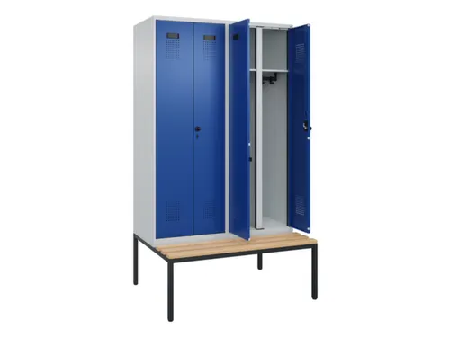 locker met bank,voor scheiding van kleding,HxBxD 2120x1200x815mm,4vak