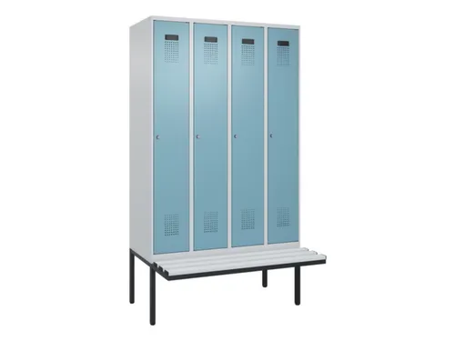 locker met bank,HxBxD 2120x1200x815mm,4vak,vak B 300mm,cilinderslot