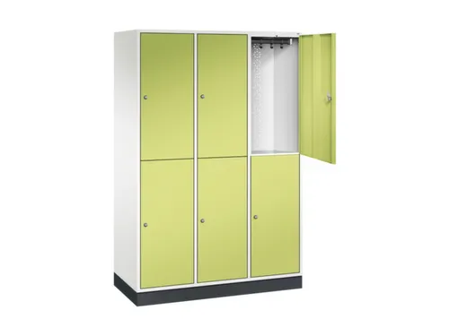 Dubbeldekse garderobekast,HxBxD 1950x1220x500mm,3x2vak.,vak B 360mm