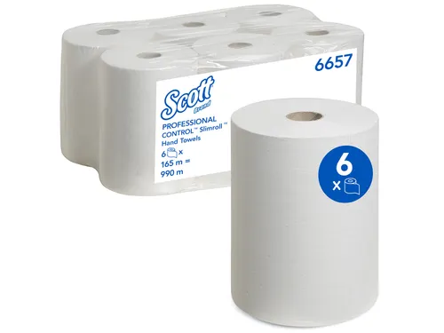 Handdoekrol Scott Slimroll 1-laags 165m wit 6657