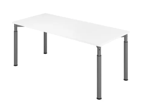 bureau,HxBxD 680-820x1800x800mm,blad wit,4voeten grafiet,ronde buis