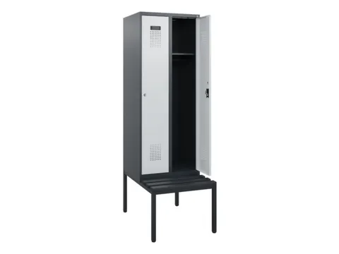 locker met bank,HxBxD 1950x600x815mm,2vak,vak B 300mm,cilinderslot