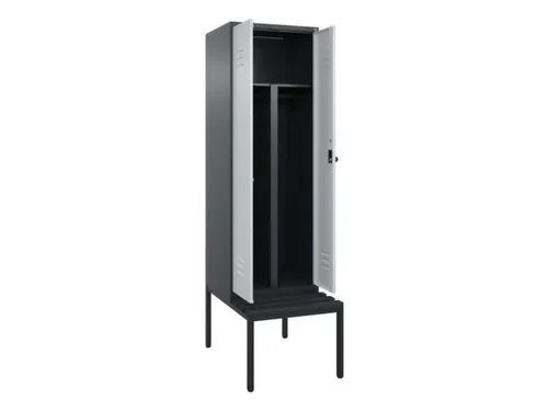 PBM-locker met bank,HxBxD 2120x600x815mm,2vak,vak B 300mm,draaigrendel