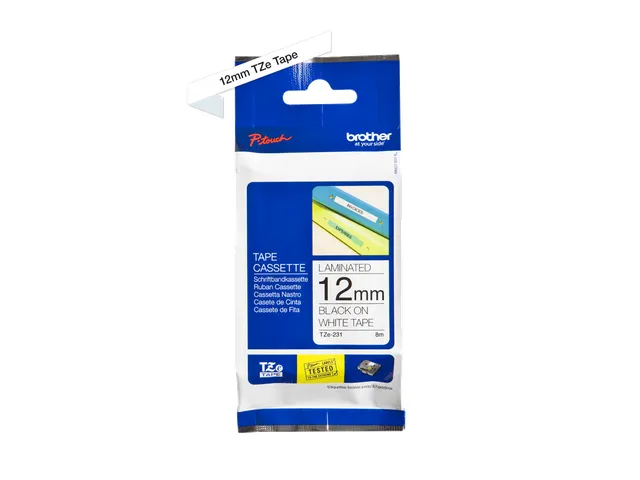 Tze231civ Brother P-touch 12mm Zwart Op Wit