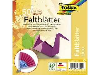 Vouwblaadjes Folia 80gr 15x15cm 50 vel 2-zijdig 10 duo kleuren - 1