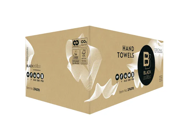 Handdoek BlackSatino Original PT30 v-vouw 2-laags 25x23cm wit 274570