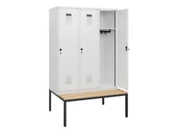 locker met bank,HxBxD 1950x1200x815mm,3vak,vak B 400mm,draaigrendel