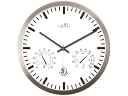 Wandklok Nextime dia 25cm wit Radio Controlled aluminium streep