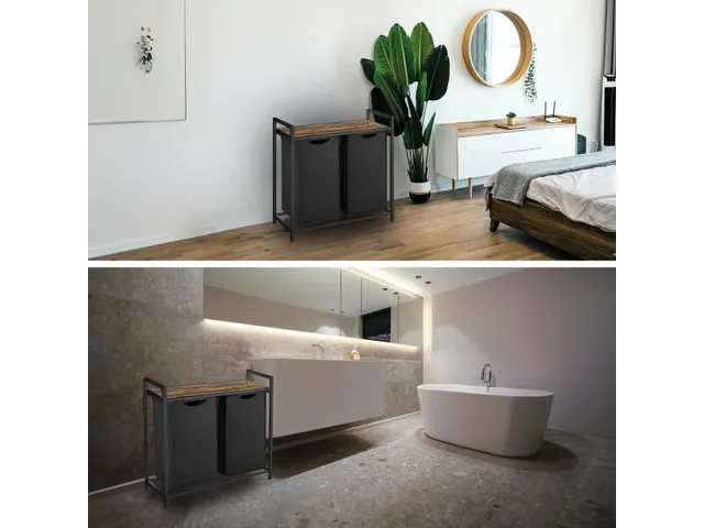 BRASQ Wasmand 2 vakken Zwart LB200