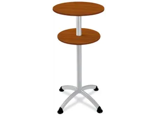 Statafel Stalen 4-Poots H 112cm Onderstel Alu Zilver Kersenhout - 1
