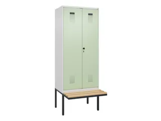 PBM-locker met bank,HxBxD 2120x800x815mm,2vak,vak B 400mm,draaigrendel - 2