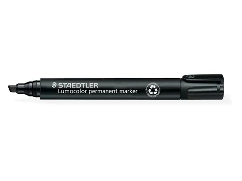 Viltstift Staedtler Lumocolor 350 permanent beitelpunt 2-5mm zwart