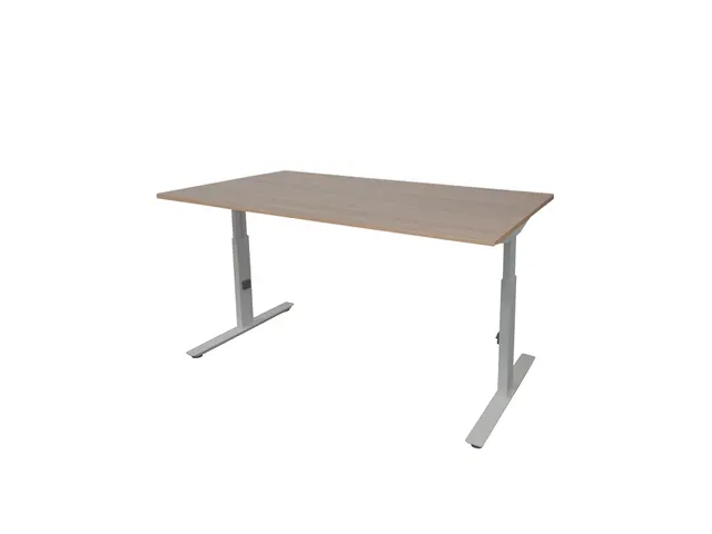 Bureau Linesto Plus Hoogte instelbaar 140x80cm blad Havana Alu T-poot
