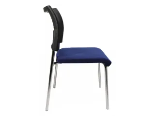 Bezoekersstoel Blauw Stof Zitting Rugleuning Netbekleding Zwart - 4