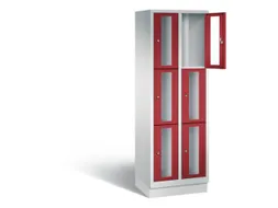 Lockerkast 1800x610x500mm 2x3 vakken Cilinderslot, Sokkel, RAL3003