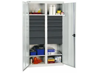Materiaalkast 1800x1000x500mm 4legborden Uitschuifbaar 12laden Grijs - 1
