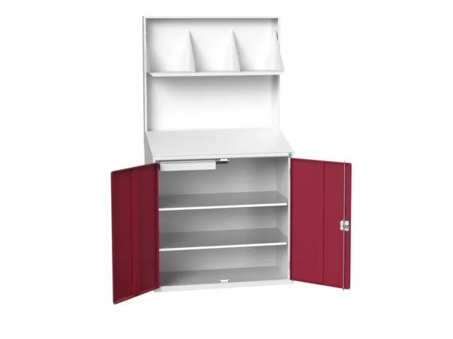 lessenaarkast achterwand 2000x1050x550mm 2 legbord/1lade/plank RAL3004