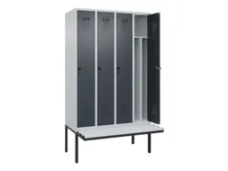 locker met bank,voor scheiding van kleding,HxBxD 2120x1200x815mm,4vak