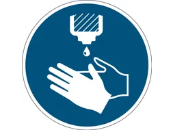 Verwijderbare vloersticker handen desinfecteren
