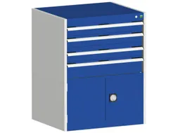 ladekast HxBxD 1000x800x650mm 4laden romp RAL7035 front RAL5010