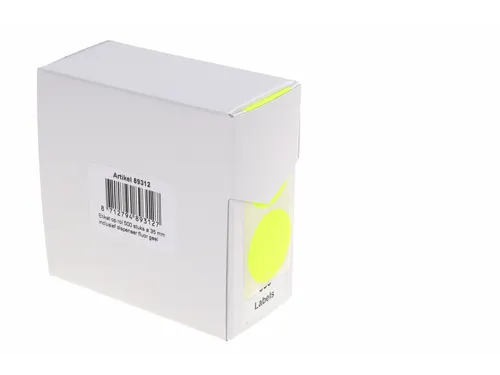 Etiketten Op Rol Fluor Geel 35mm Met Dispenser 500 Stuks