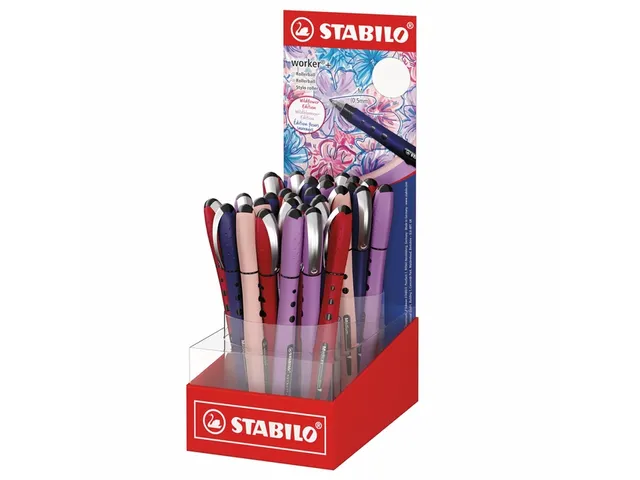 Rollerpen STABILO Worker+ Wildflower Assorti medium 30 stuks