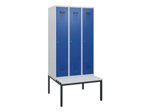 locker met bank,HxBxD 1950x900x815mm,3vak,vak B 300mm,cilinderslot