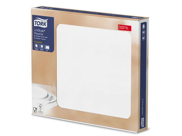 Placemat Tork Linstyle Premium 2-laags 390x300mm 100 vel wit 474401
