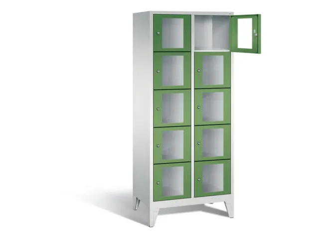 Lockerkast 1850x810x500mm 2x5 vakken Cilinderslot Poten, RAL6011