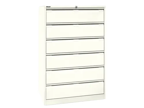fichekast,HxBxD 1321x800x622mm,drie banen,6lade(n),romp wit,front wit