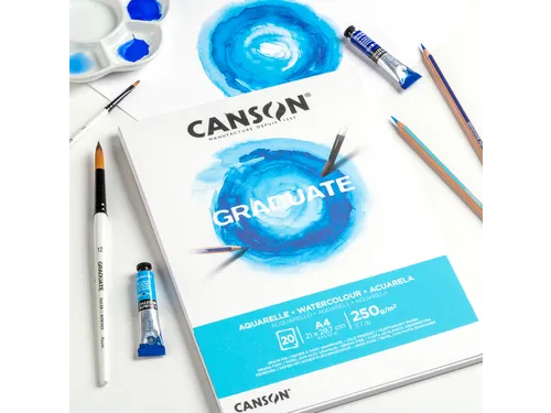 Aquarelpapier Canson Graduate Watercolour 20vel 250gr A5 natuurlijk wi