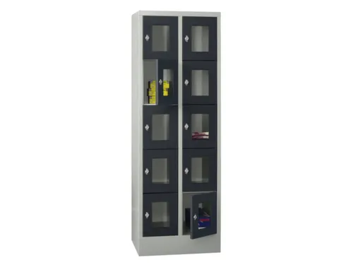 lockerkast,HxBxD 1850x600x500mm,2x5vakken,RAL7035,front RAL7016
