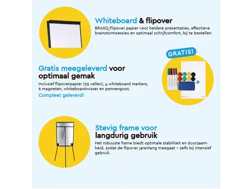 BRASQ Flipover Basic 70x100cm Magnetisch Zwart inclusief accessoires