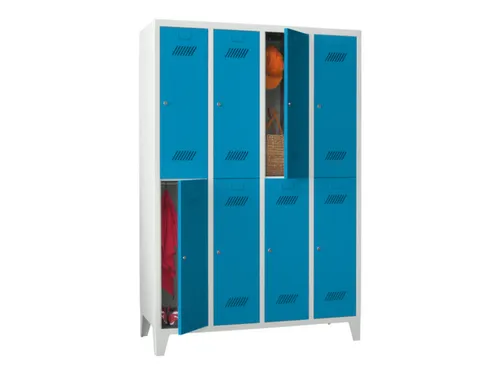 dubbeldekse locker,HxBxD 1850x1200x500mm,4x2vak.,RAL7035,front RAL5012